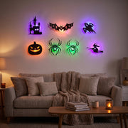 HauntGlow Halloween LED Wall Lights — 30-Piece Silhouette Set